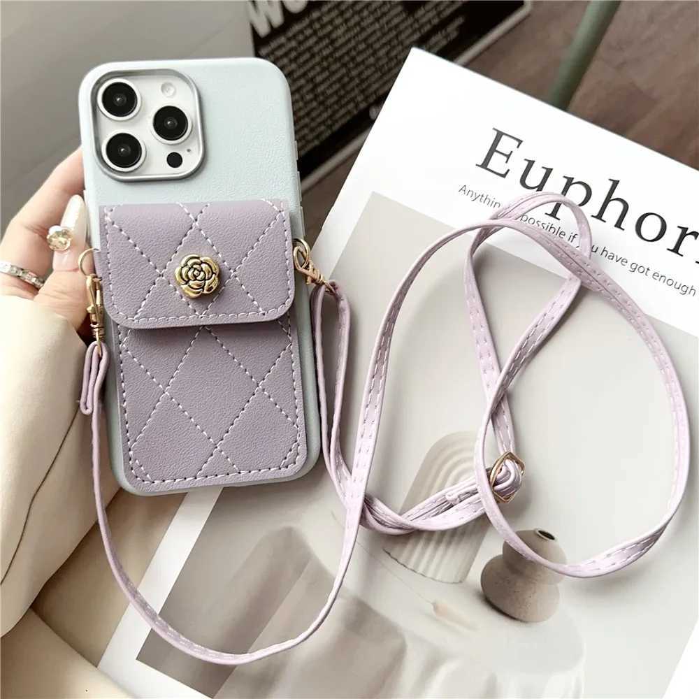 Luxury Flower Leather Wallet Phone Case For iPhone 16 15 14 13 12 11 Pro Max XS Max XR 7 8 Plus | Crossbody Lanyard Card Bag CoverT260305