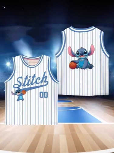 Disney Basketball Stitch T-shirt for children - Quick-drying and breathable backless T-shirt - Suitable for both men and women - Outdoor wear H260305