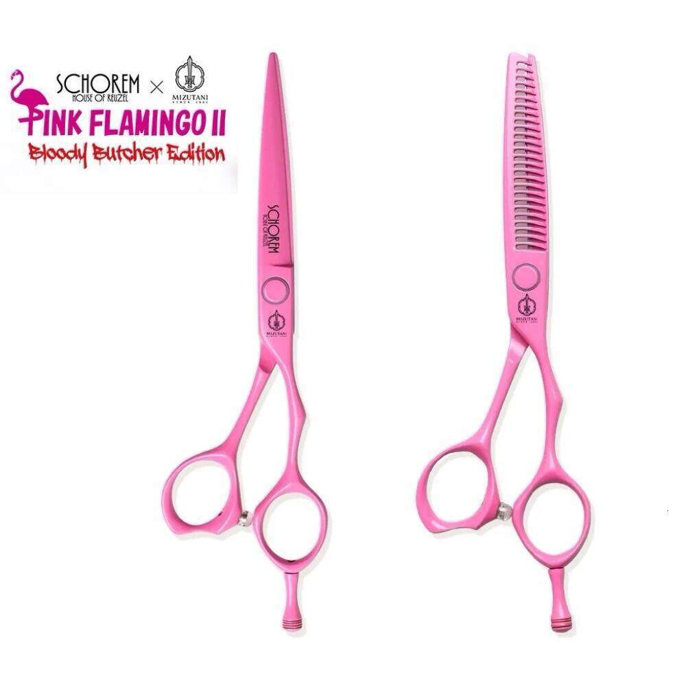 Japanese Professional Barber 6-inch High Quality Pink Flamingo Straight Seamless Scissors Se H260304