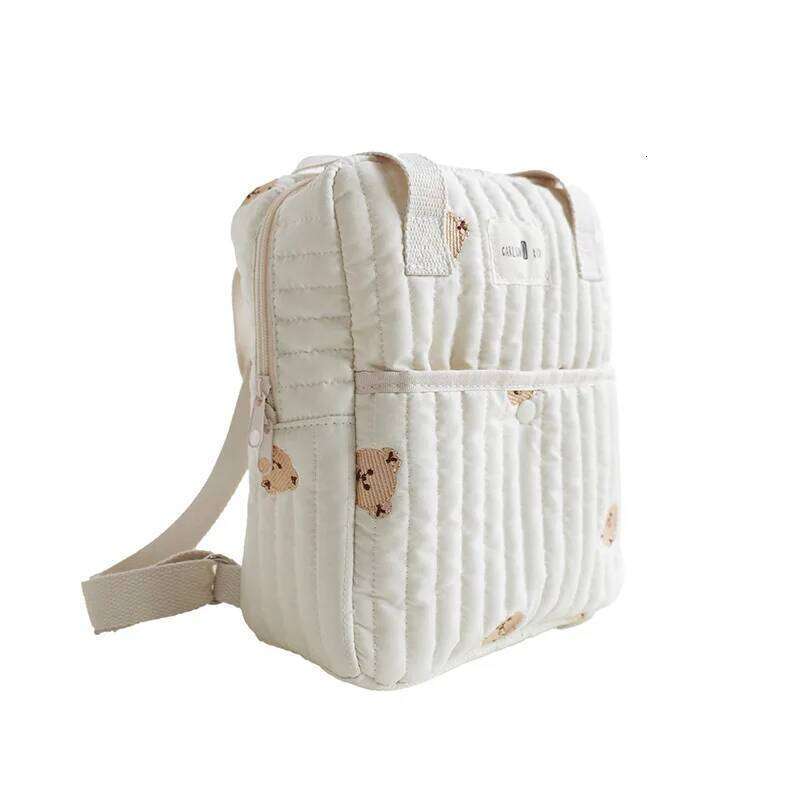 Ins Korean Embroidered Bear Mommy Multi-functional Outdoor Lightweight Handbag Storage Diaper White Travel Bag Z260304