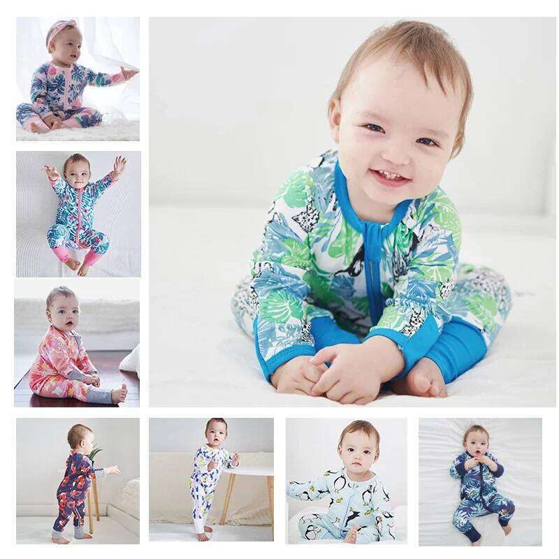 New Double Zipper Infant Girl Boy Clothes Geometry Long Sleeve Cotton Baby Romper Clothing For Newborn Jumpsuit 0-24 Months Z260304