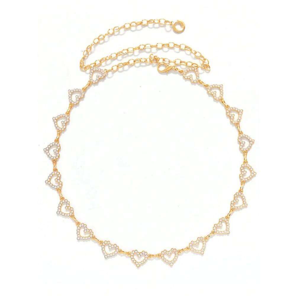 Fashion Rhinestone Heart Waist Chain Women Girls Adjustable Body Belt Belly Jewelry Tassel Design for Dresses Jeans S260304