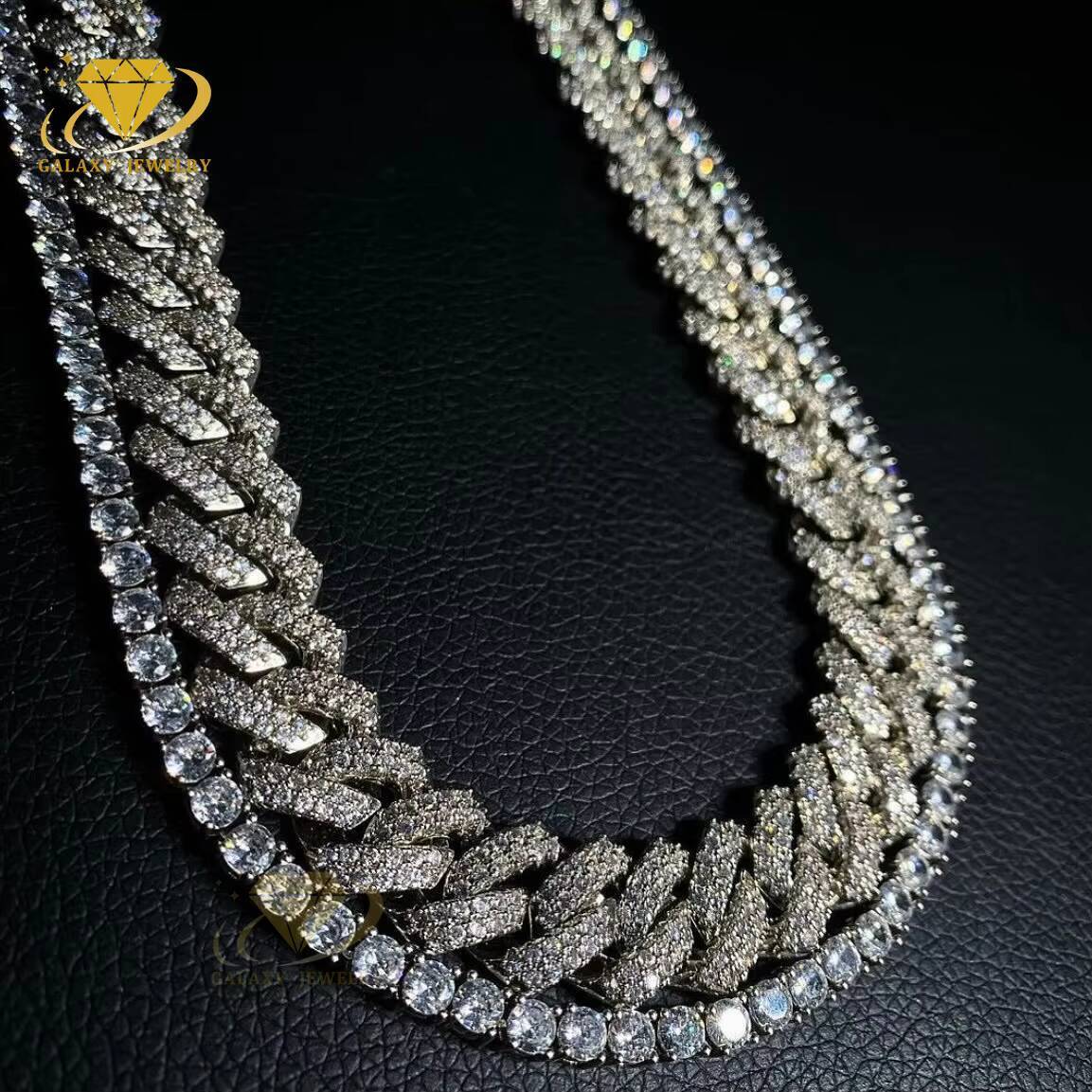 Fashion Jewelry Tennis Chain 2-6mm Moissanite Diamonds Iced Out 925 Silver Custom Rose Yellow White Gold Plated Tennis Necklace