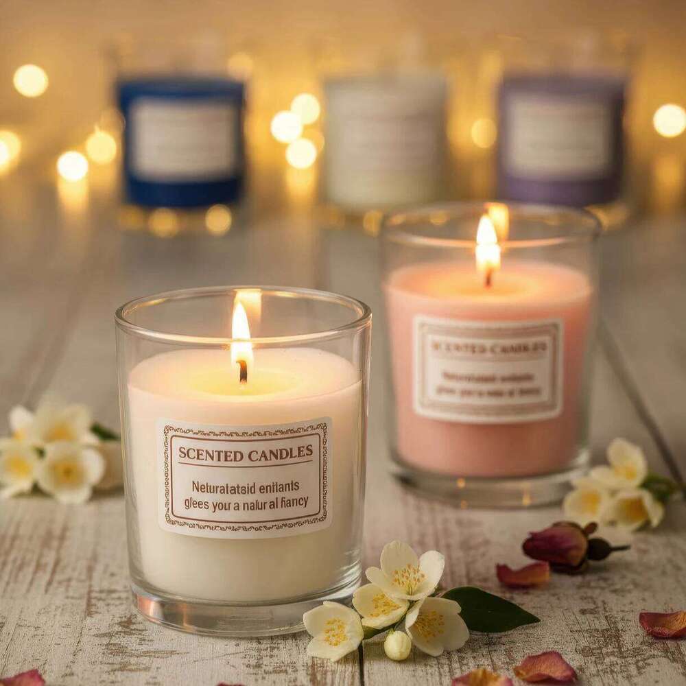 Scented Glass Jar Handmade Soy Wax Smokeless Aromatherapy Candle for Home Decor, Relaxation, Spa, or Party Gift Set W260304 W260305