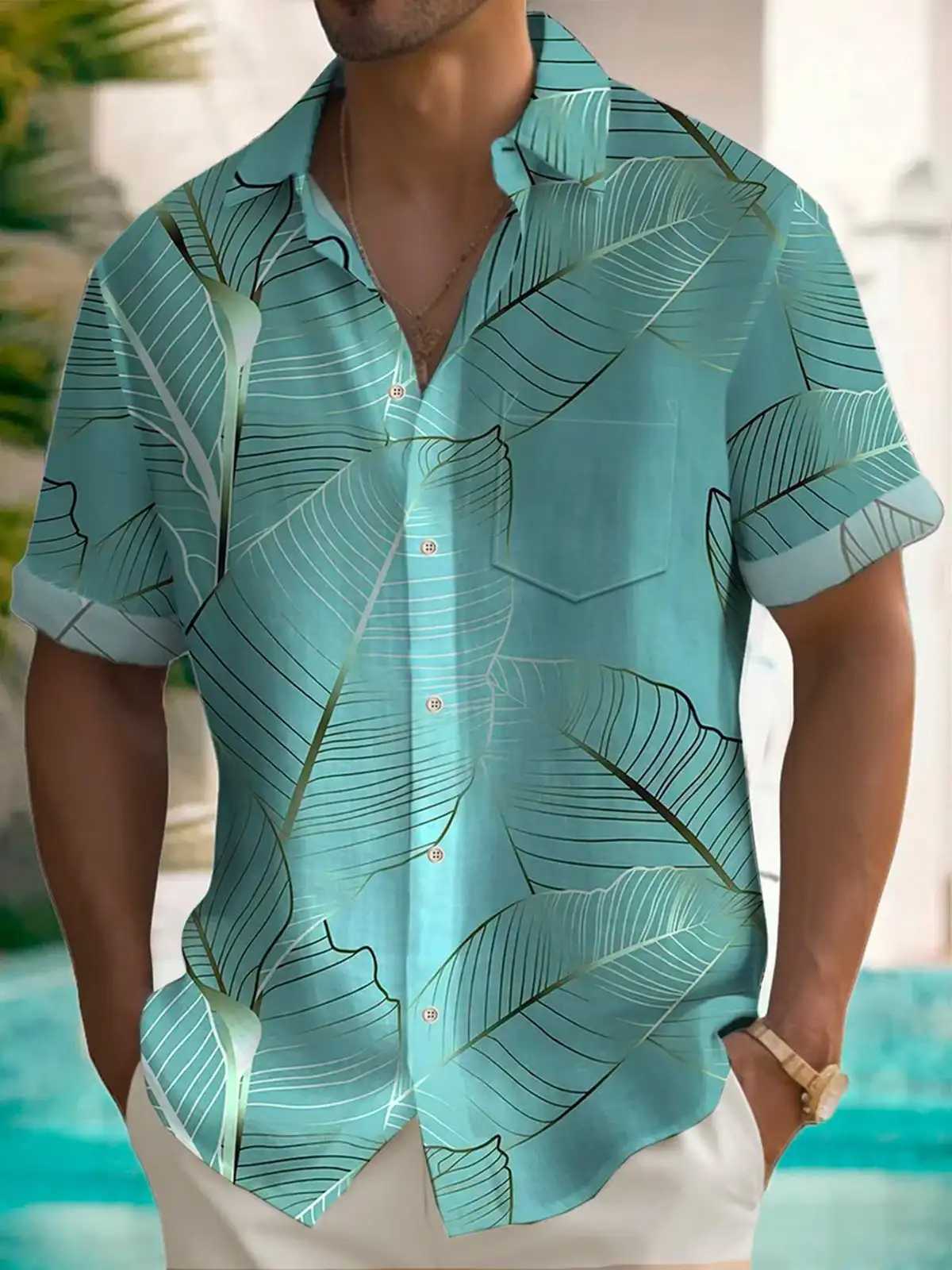 New Hawaii Spring/Summer Fashion Leisure Street Walk Tourist Beach Printed Full Open Short Sleeve Button Shirt Quick Shipping M260305