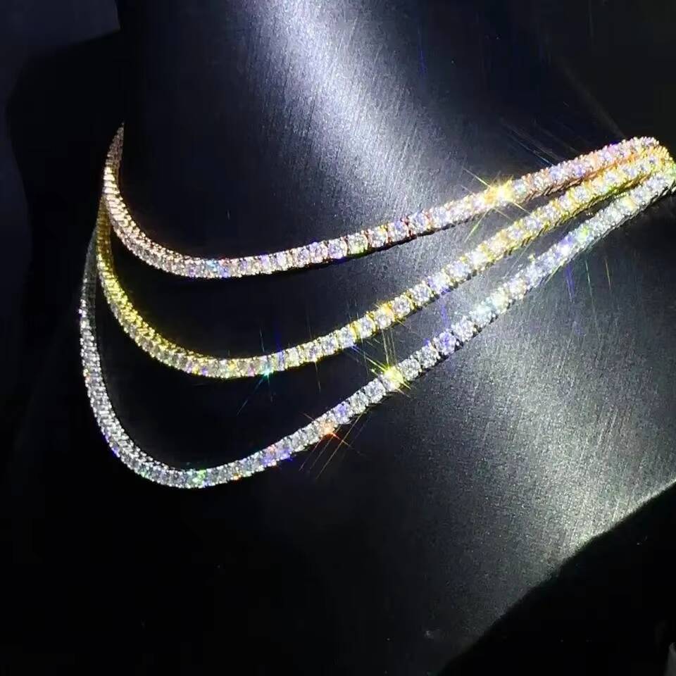 Cheapest Price Tennis Chain 3mm 4mm 5mm GRA Hip Hop Jewelry 925 Sterling Silver VVS D Color Diamond Moissanite Tennis Necklace