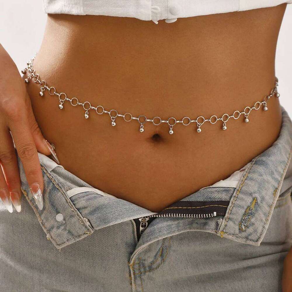 Sexy Vintage Belly Heart Crystal Pendant Waist Chain Beads Belt Streetwear Summer Women Fashion Body Jewelry S260304