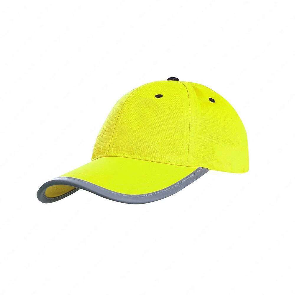 Men Women LIME REFLECTIVE Baseball Caps High Visibility SAFETY Hats for Work Night Outdoor Riding Running Outgoing Y260304