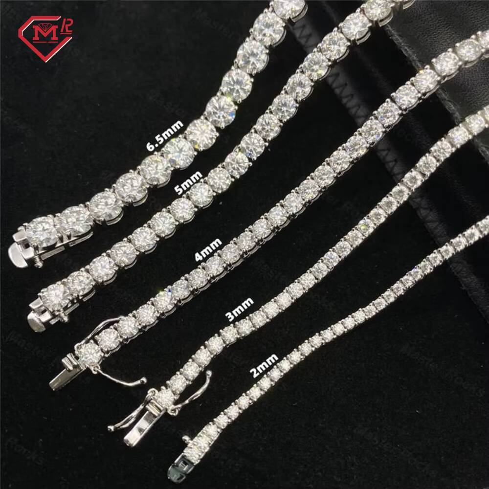 Wholesale Full Size 2-6mm Iced Out Tennis Chain 925 Silver Vvs Diamond Mens Moissanite Tennis Necklace