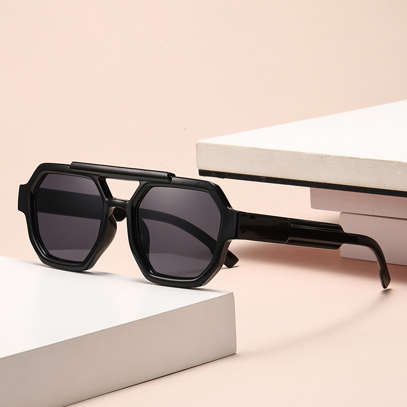 2026 Designer Luxury Brand Polygonal Export New UV Resistant Fashionable Sunglasses Men's High-end Full Frame Glasses