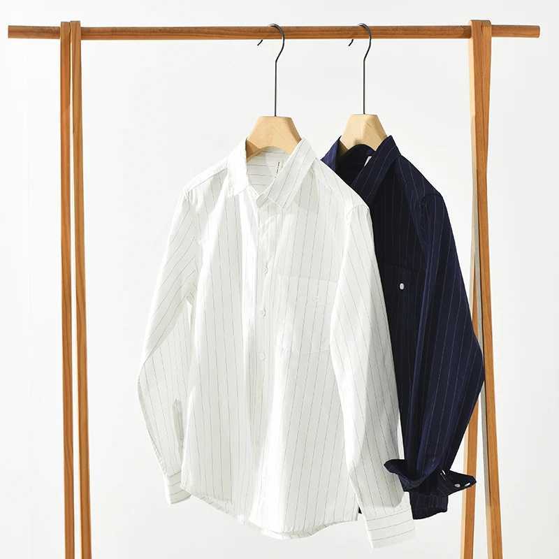 2026 Spring Autumn New Fresh Striped Cotton Long Sleeve Shirt for Men Clothing Comfort Turn-down Collar Tops M260305