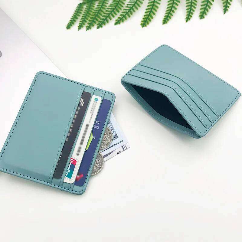 Candy Color PU Leather Card Holder - Multi-Slot Slim Wallet for Credit/ID Cards C260304