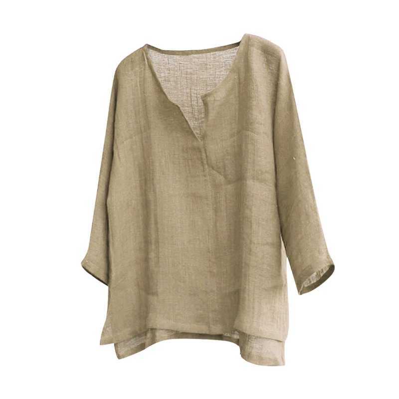 Mens Cotton Linen Shirts Blouses Long Sleeve Social Shirts For Men V-Neck White Formal Shirt Oversized Shirts Top Mens Clothing M260305