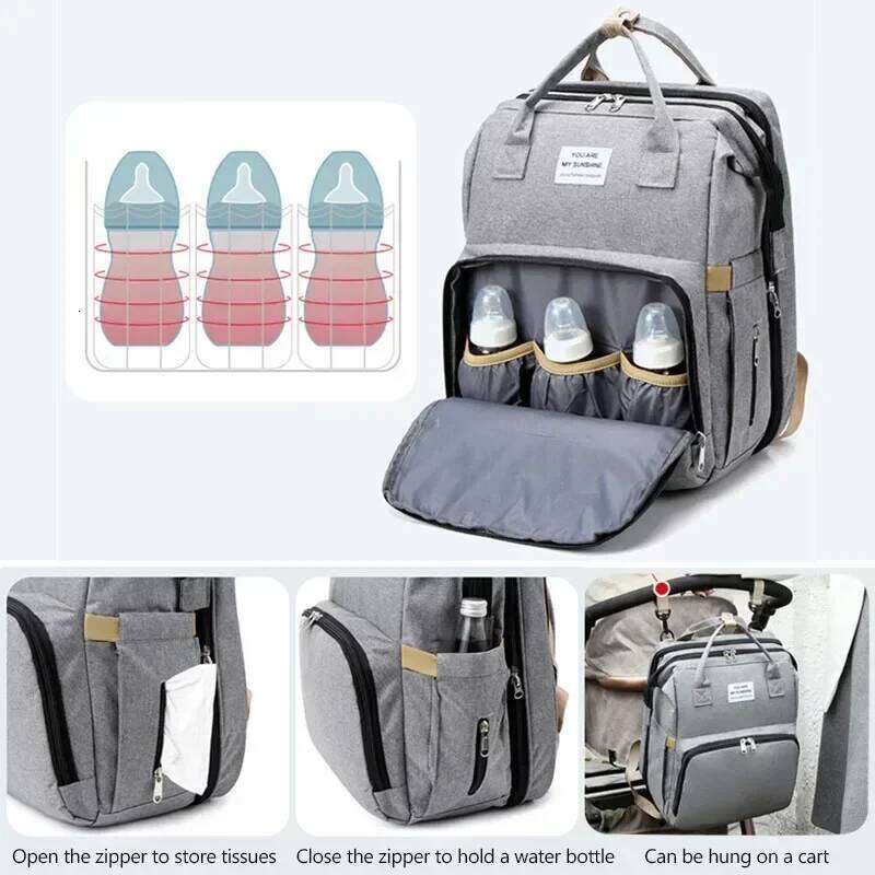 Mommy Diaper Bed Mother Large Capacity Nappy Milk Bottle Backpacks with Changing Mat Convenient Baby Nursing Bags Z260304