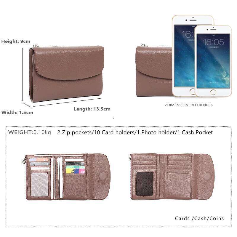 Womens Minimalist Short Wallet Classic Real Leather Magnet Flap Trifold Coin Purse Multi Slots Card Holder Portable Daily Use C260304