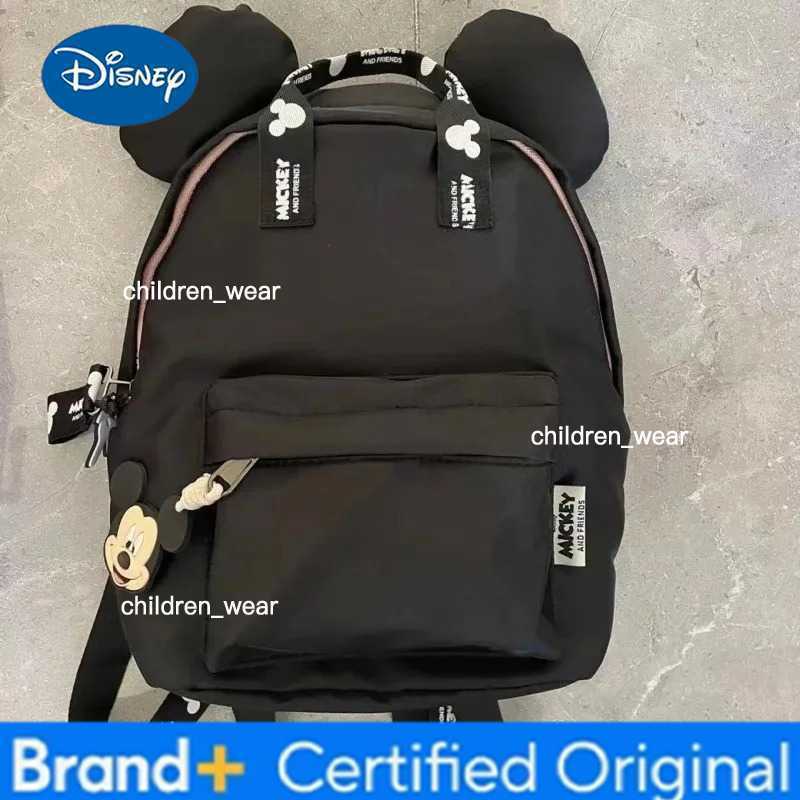 Disney 2026 New Arrival Black Mickey Mouse Ears Backpack for Toddlers Cute Anti-lost Mini Bag for Kids Lightweight Shoulder Bag H260305