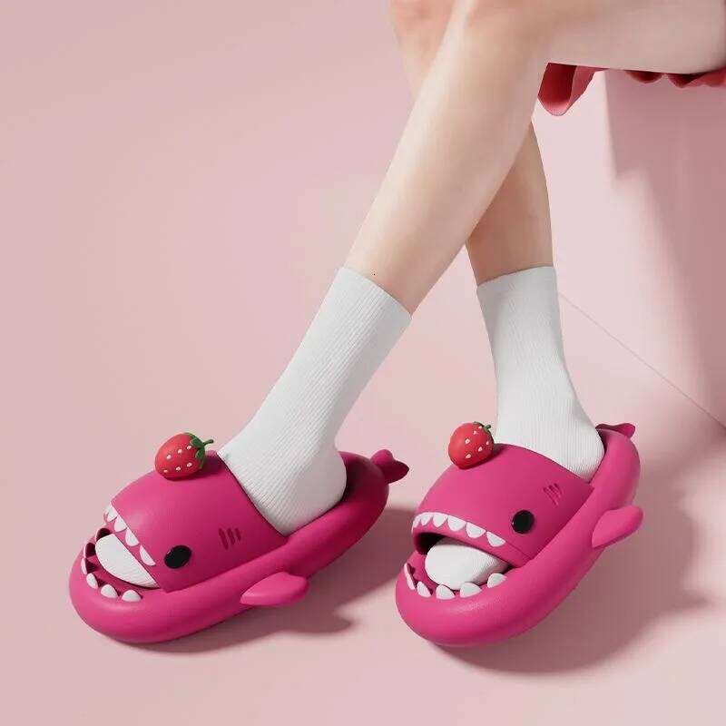 2025 Cute Panda Shark Slippers Women Men Summer Platform Shoes Night Glowing Lantern DIY Couples Indoor Shower Beach Slides