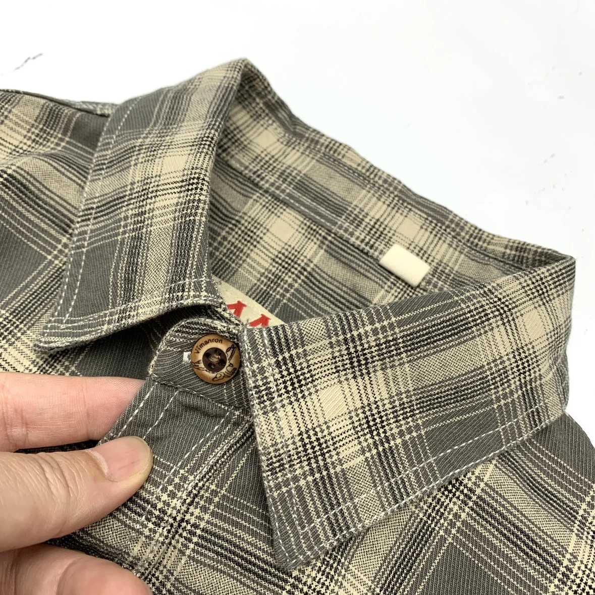 100 Cotton Retro Plaid Shirt Mens Loose Casual Long Sleeve Shirt M260305