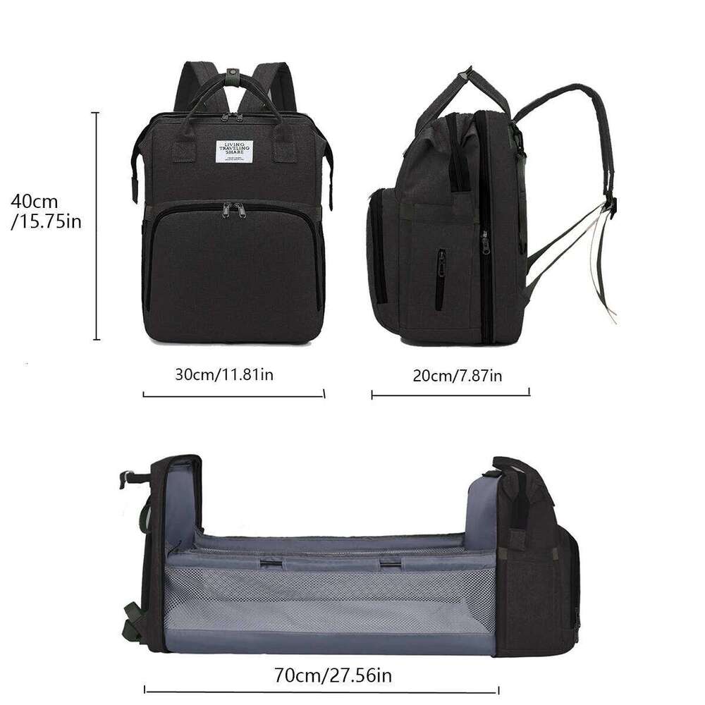 Foldable bed diaper with changing station insulated pocket and large capacity Multifunctional Double shoulder mommy bag Z260304