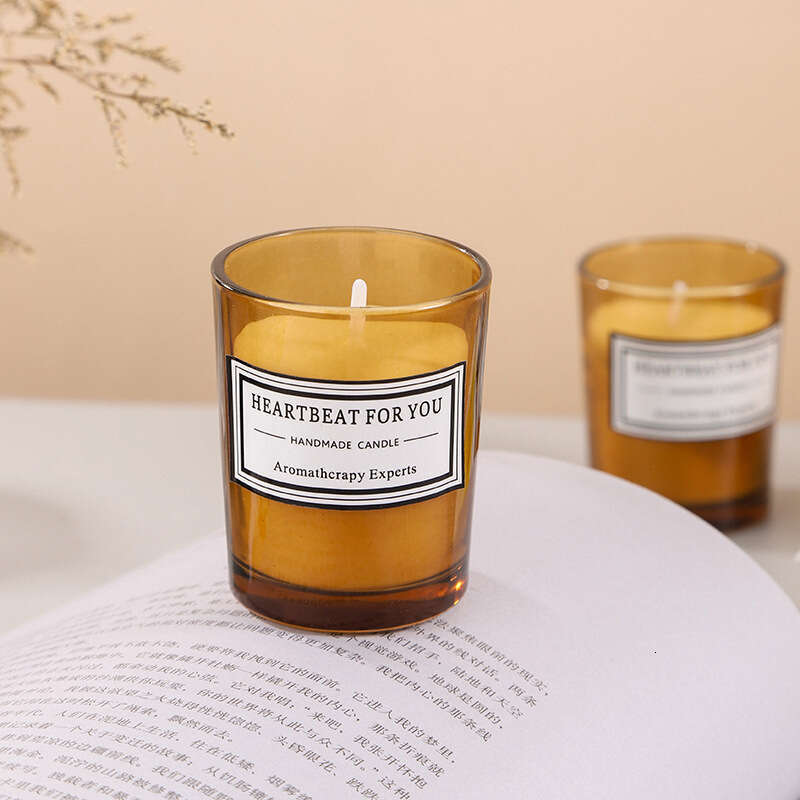 Small Brown Scented Glass Bottle Handmade Plant Wax Indoor Fragrance Candle Smokeless Gift Box In Stock W260304 W260305