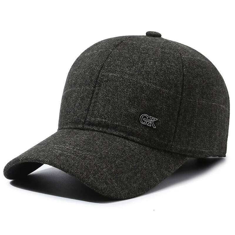 Hat Men Autumn/Winter Generous Grid GK Baseball Ear Protection Middle-Aged And Elderly Outdoor Warm Windproof Duckbill Cap Y260304