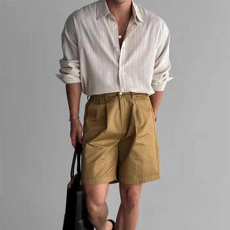 Vintage Mens Striped Printed Shirt Long Sleeve Turn-down Collar Buttoned Shirts Autumn New Casual Slim Fit Men Cardigan Shirts M260305