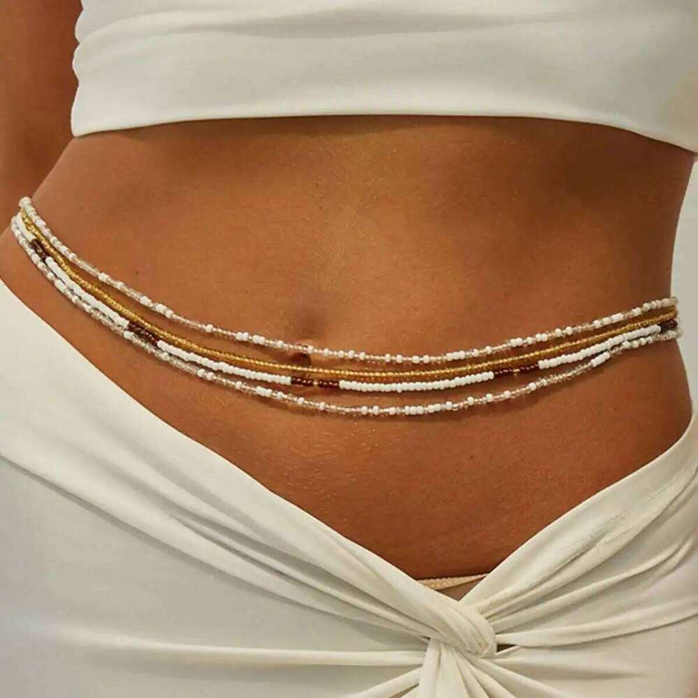 Ingemark 4Pcs/Set Boho Multilayer Summer Bikini Sexy Waist Belly Women 2025 Faddish Rice Beads Body Chain Charm Jewelry S260304