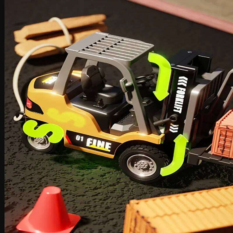 1:64 RC Truck 2.4G Mini Alloy Forklift with Music Construction Engineering Vehicle Desktop Model Toy Kid Christmas Gift Z260304