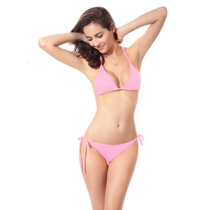 Summer Sexy Solid Color Bikinis Set Women Tie Side G-String Thong Swimsuit Female Bandage Bathing Suit Brazlian Swimwear Biquini Y260303
