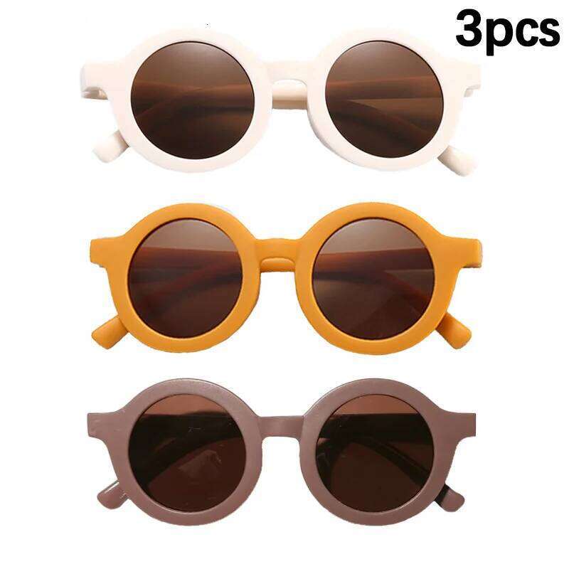 3pcs/set Cute Round Frame Cat-ear Shaped Fashion Trend Colorful Girls Boys Sunglasses Outdoor Sun Protection Z260305