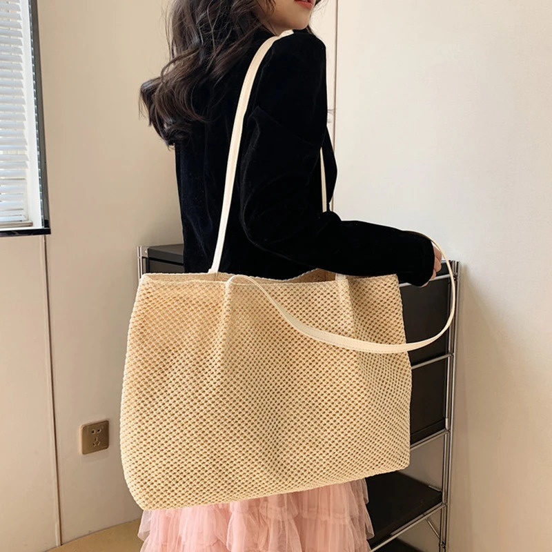Outdoor Beach Straw Ladies Shoulder Bag Large Capacity Handmade Weaving Bag Summer Womens Shopper Handbag 260303
