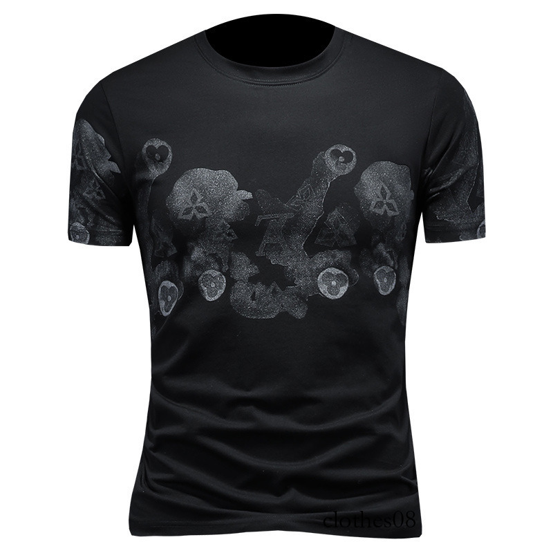 Men T shirt European high-end printed short-sleeve summer 2025 new personalized men's T-shirt, round-neck trendy brand base shirt