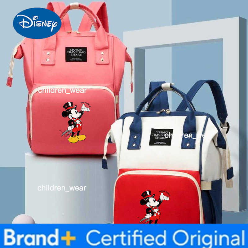 Disney Cute Mickey Mouse Diaper Backpack for Travel Waterproof Kids Bag Multiple Insulated Pockets Spacious Mummy Bag Family Gift H260305