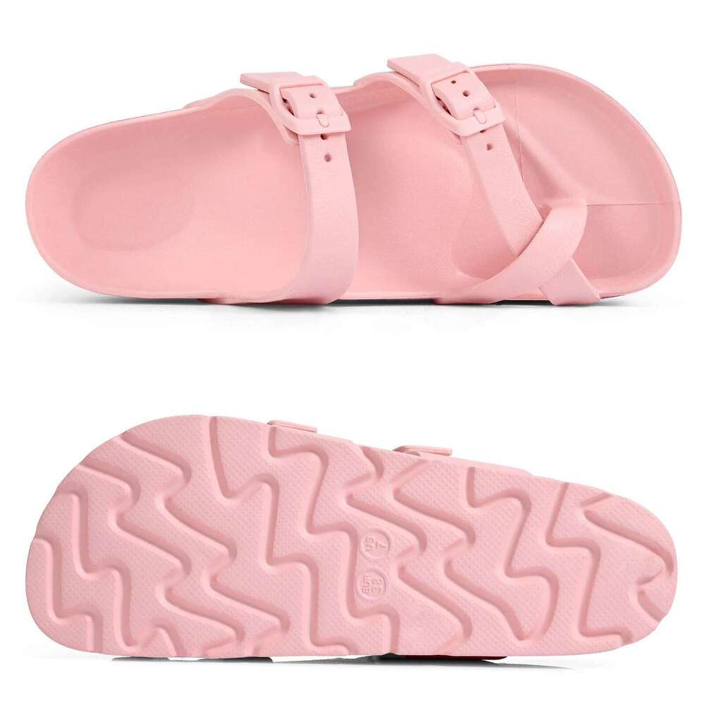 Kidmi Women's Comfort Slides Double Buckle Adjustable EVA Flat Summer Platform Vacation Pool Shower Sandals