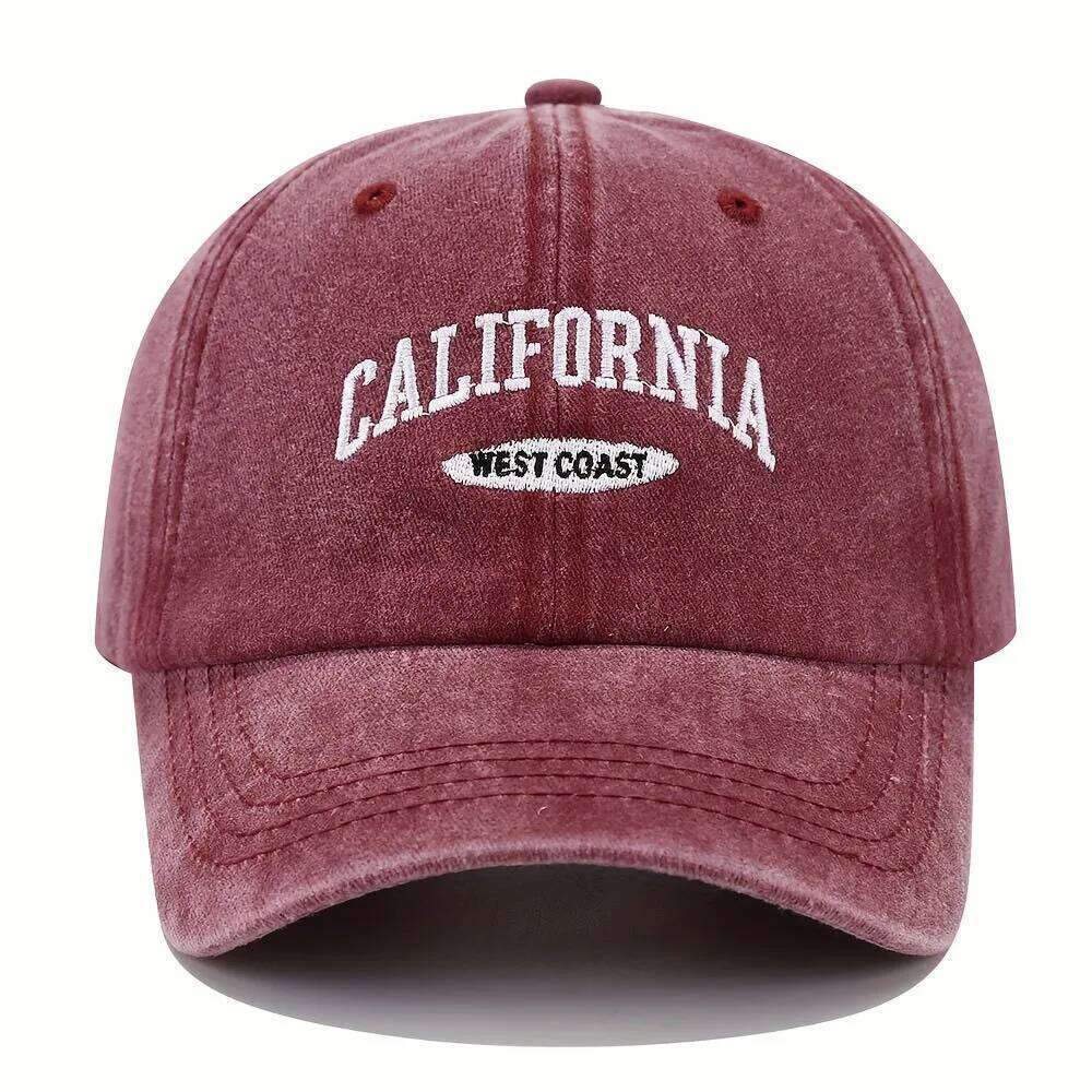 1PC Embroidered Baseball Cap On The West Coast Of California Vintage Style Pointed Lightweight Sun Resistant Sport Hat Y260304