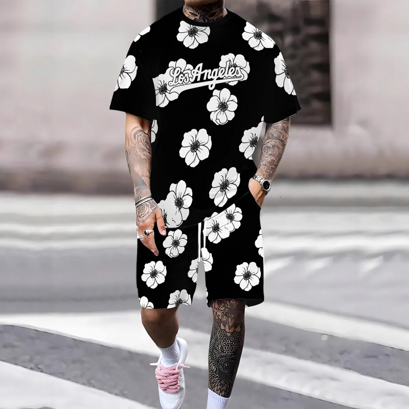 2026 New Designer Luxury Brand Printed T-shirt Outdoor Sports Men's Shorts With Letter Printed Men's Short Sleeves And Shorts Set