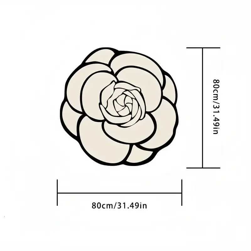 Round Camellia Faux Cashmere Floor Mat Absorbent Non-Slip Decor for Living Room BedroomT260305