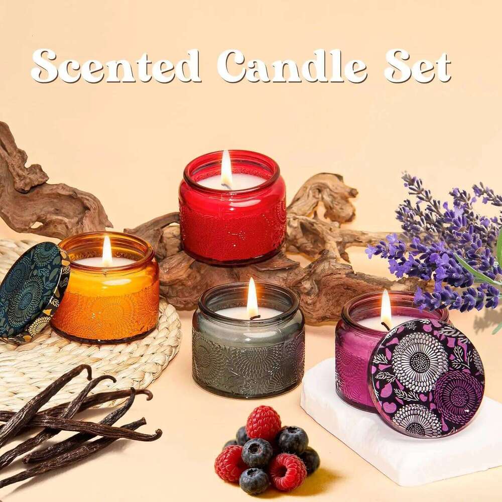 Premium Box Glass Handmade Soy Wax Smokeless Creative Aromatherapy Candle Companion Gift W260304 W260305