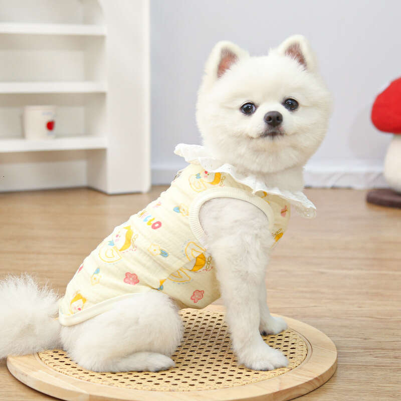 Famous brand Cotton Gauze Breathable Thin Cat Pet Dog Supplies Home Air Conditioning Clothes Outdoor Wearable with Leash pupakaIK