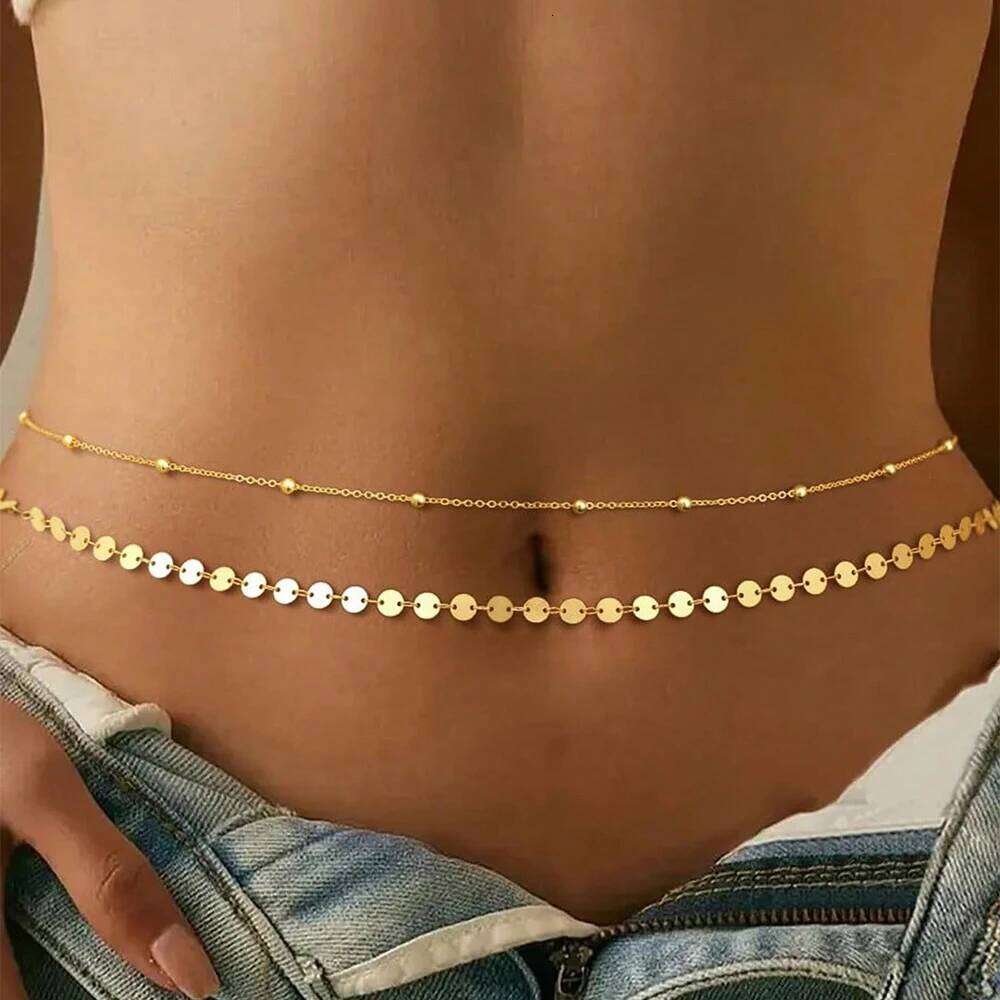 Gold For Women, Sexy Layered Belly Waist Waterproof Beads Summer Non Tarnish Body Chain Jewelry Gifts S260304