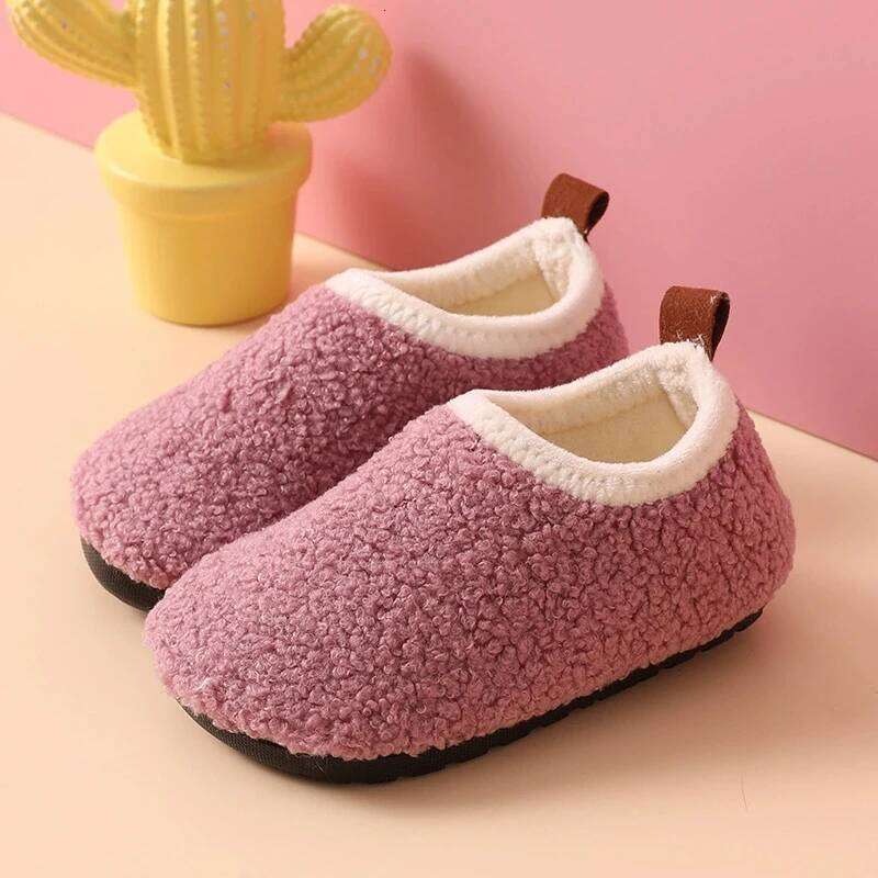 Kidmi Winter Children's Floor Socks Casual Baby Non-slip Fleece-lined Cotton Shoes Indoor Home Slippers for Boys and Girls
