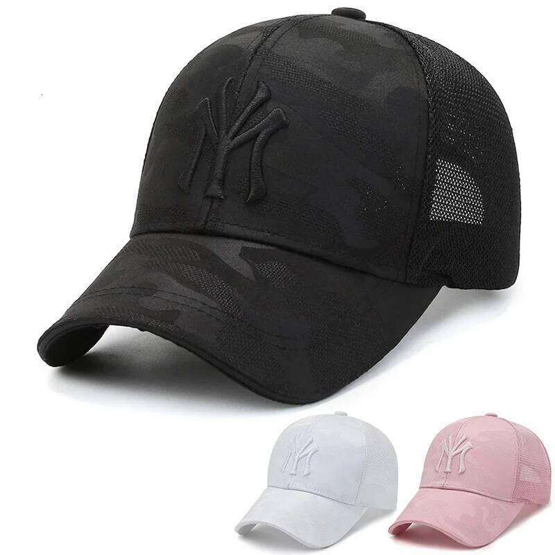 New Spring/Summer Embroidered Letter Camouflage Men'S Fashion Casual Baseball Cap Breathable Cap, Mesh Visor Hat Y260304