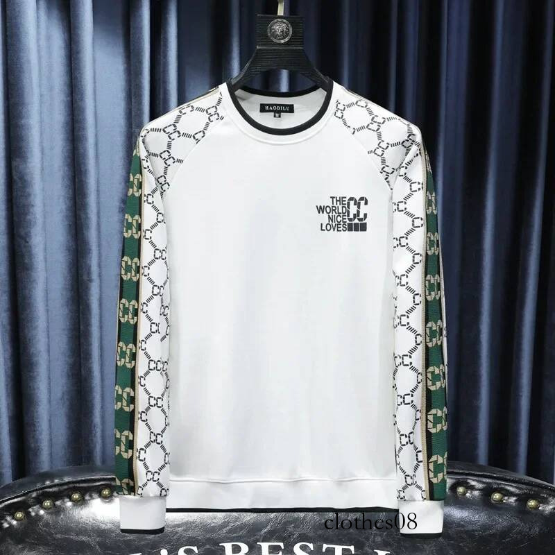 Fashionable Men's Long Sleeve round Neck Sweatshirt Heat Transfer Printing Embroidery Casual Comfortable Loose Fit Streetwear