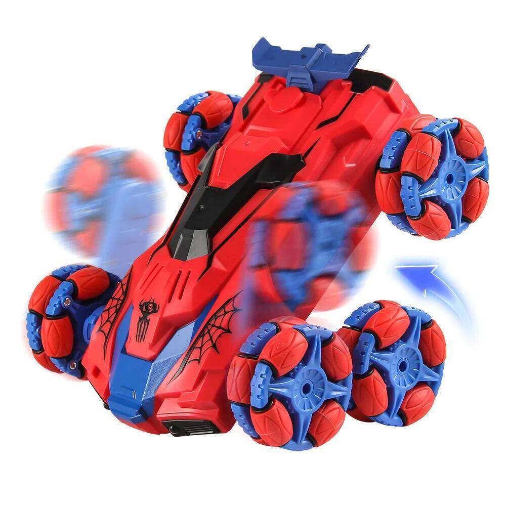 Spider 2.4G Wireless Remote Control Children Stunt Climbing Spray Light Deformation Racing USB Charge Car Toy For Kids Gifts Z260304