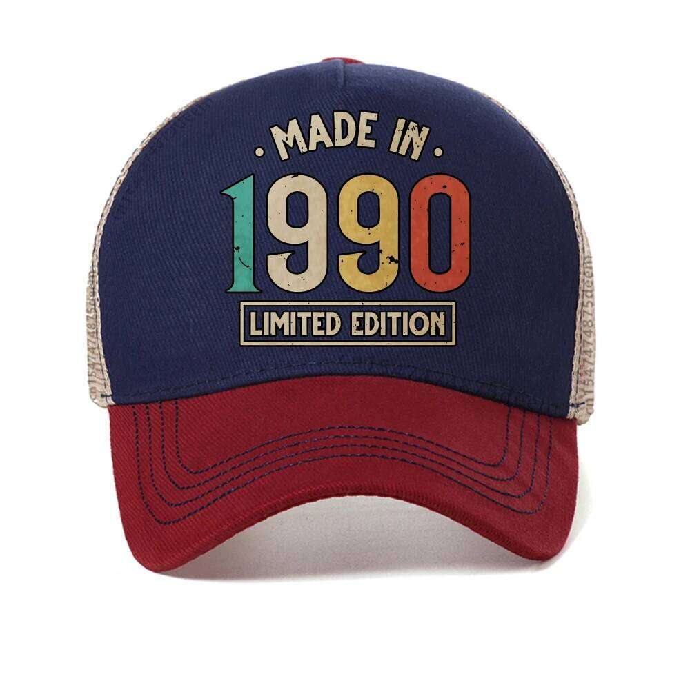Retro Made in 1990 29th Birthday Gift 29 Yrs Mens baseball cap Fashion Casual mesh trucker caps Hip Hop Adjustable Visor hat Y260304