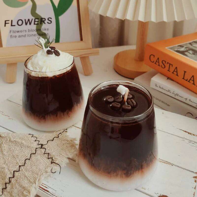Handmade Glass Scented Candle Milk Foam Iced Americano Black Coffee Fragrance Gift Soy Wax W260304 W260305