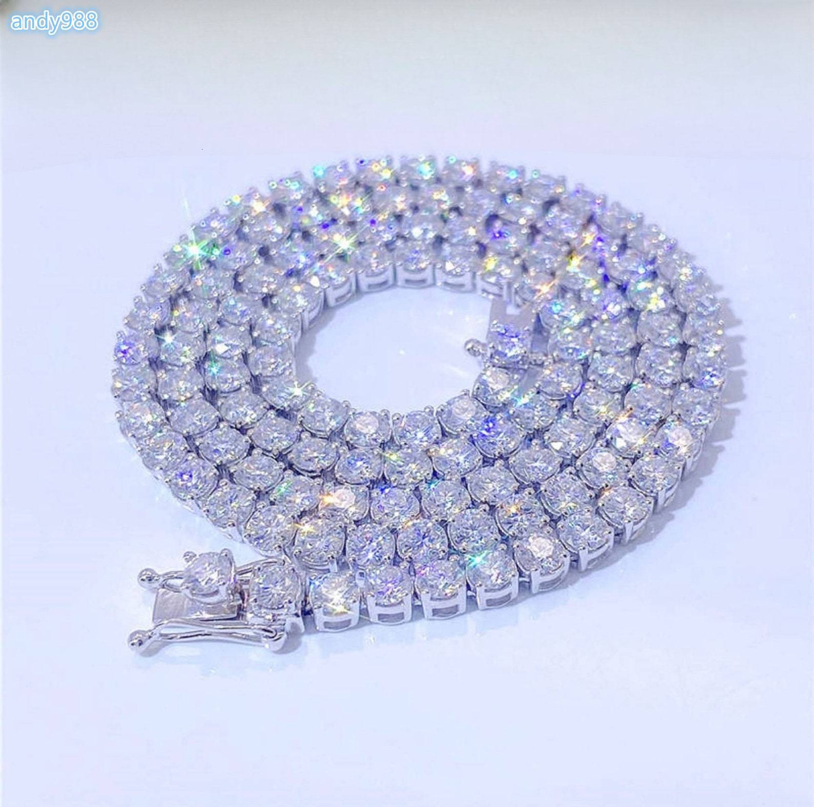 Elisa High Quality 3MM Moissanite Tennis Necklace Pass Diamond Tester Iced Out Vvs Diamond Gold Plated 925 Silver