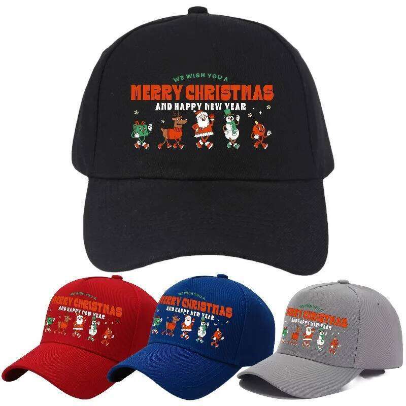 1pc Festive Christmas Warm Baseball Cap,Adjustable Buckle Polyester New Year Head Hat,Sun Protection Leisure Festival for Men Y260304