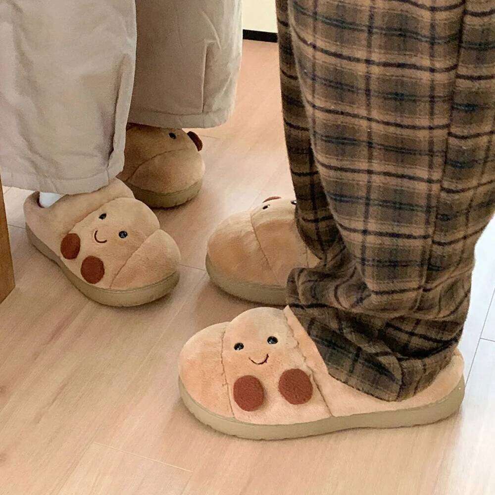Women Indoor Fluffy Slippers Cute Cartoon Autumn Winter House Shoes Warm Faux Fur Anti-slip Girls Student Home Cotton Slides