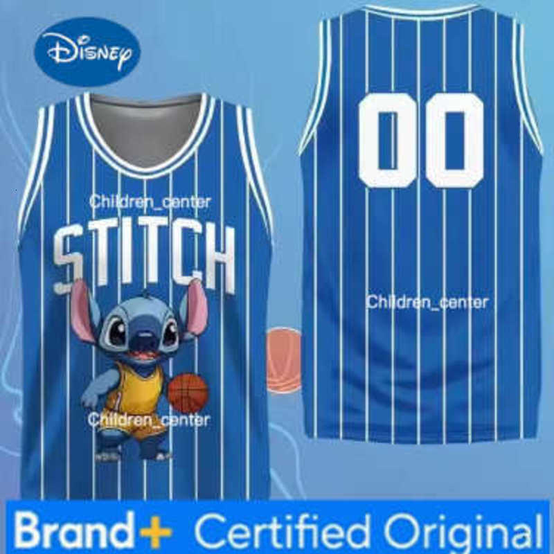 Disney Basketball Stitch T-shirt for children - Quick-drying and breathable backless T-shirt - Suitable for both men and women - Outdoor wear H260305